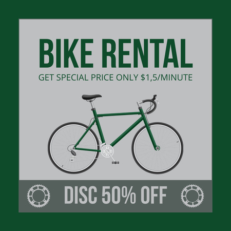 Plantilla de diseño de Oferta de alquiler de bicicletas en verde Instagram AD 