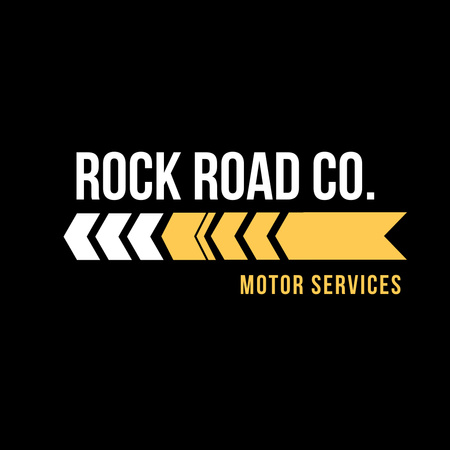 黄色の矢印が付いた自動車サービスのエンブレム Logoデザインテンプレート