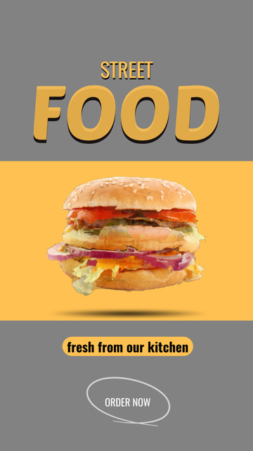 Street Food Ad with Various Burgers Instagram Video Story Šablona návrhu