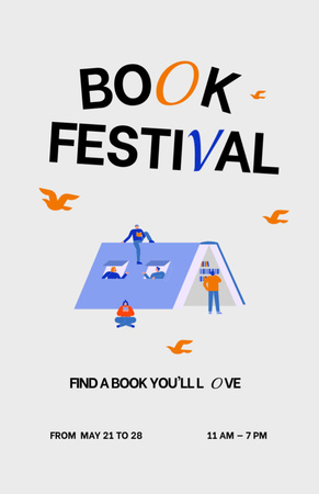 Book Festival Announcement Flyer 5.5x8.5in Design Template