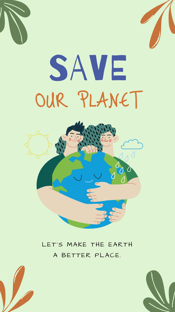 Appeal To Save Our Planet With Earth Character Instagram Story Design Template
