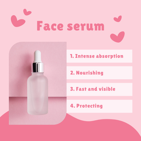 Ontwerpsjabloon van Instagram van Huidverzorgingsproductenaanbieding met cosmetisch serum in roze