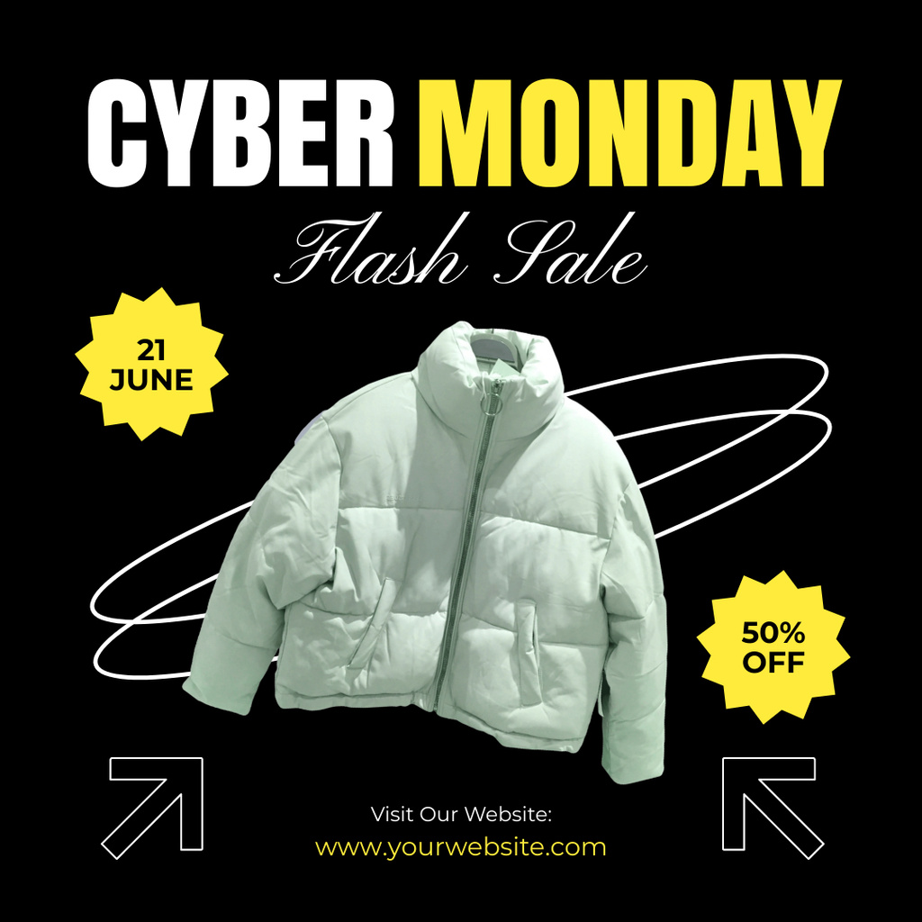 Plantilla de diseño de Cyber Monday Flash Sale of Jackets Instagram 