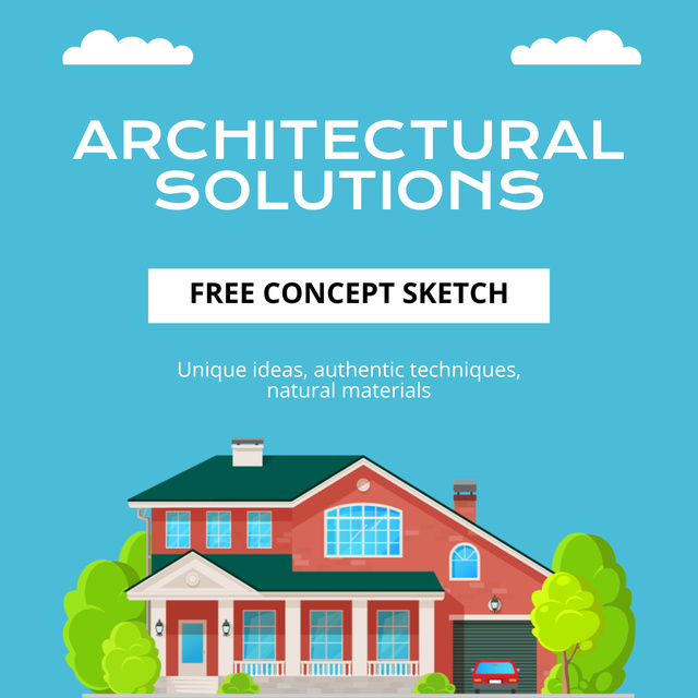 Modèle de visuel Architectural Solutions Ad with Illustration of House - Instagram