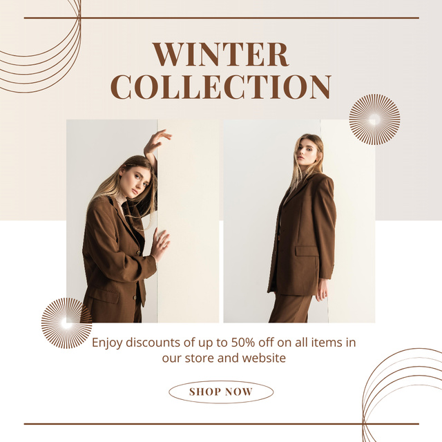Designvorlage Elegant Fashion Winter Collection With Discounts And Clearance für Instagram