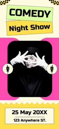 Ontwerpsjabloon van Snapchat Geofilter van Advertentie voor een comedy-avondshow met mimespeler in kostuum