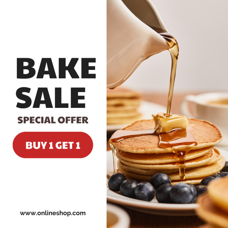 Special Bakery Sale Offer with Pancakes and Honey Instagram Design Template