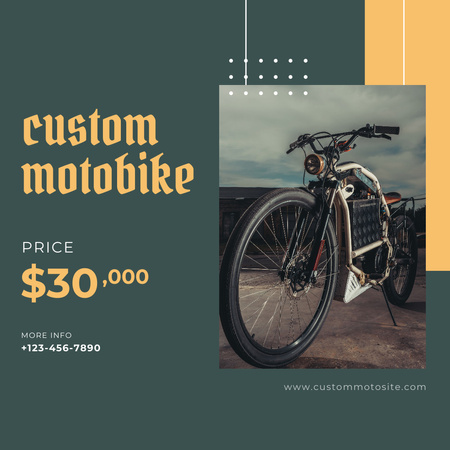 Ontwerpsjabloon van Instagram van Custom Motorbike Offer