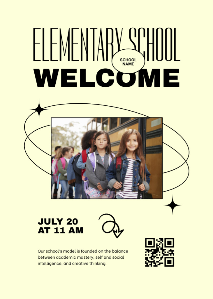 Elementary School Apply Announcement Invitation Πρότυπο σχεδίασης
