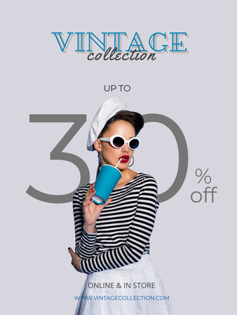 Vintage Collection Clothing for Women Poster US Design Template