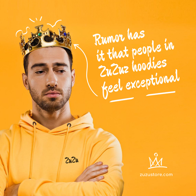 Fashion Ad with Funny Man in Crown Instagram tervezősablon