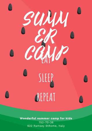 Modèle de visuel Annonce de camp d'été avec pastèque rouge - Poster