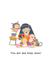 Mother's Day Greeting with Illustration of Family