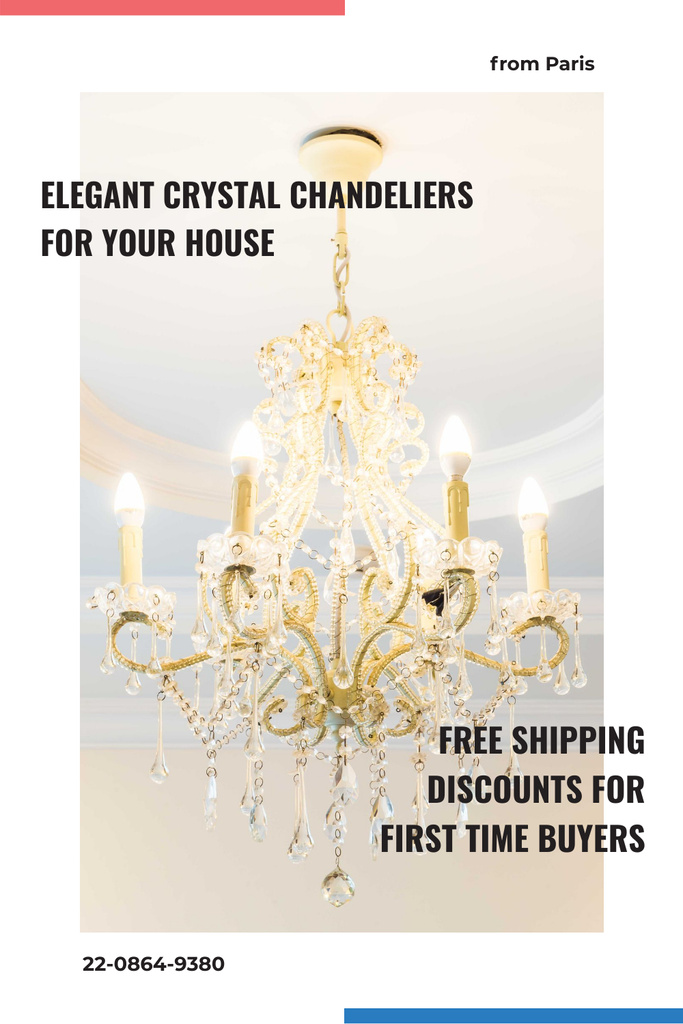 Elegant Crystal Chandelier in White Pinterest Design Template