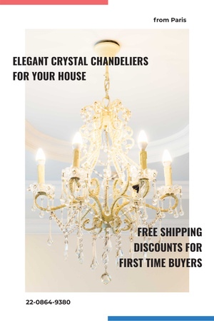 Elegant Crystal Chandelier in White Pinterest Design Template