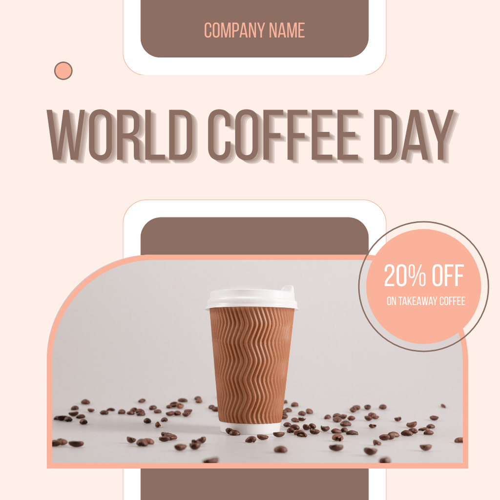 Coffee in Paper Cup and Coffee Beans Instagramデザインテンプレート