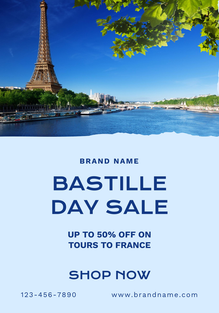 Bastille Day Sale Announcement Poster 28x40in Design Template