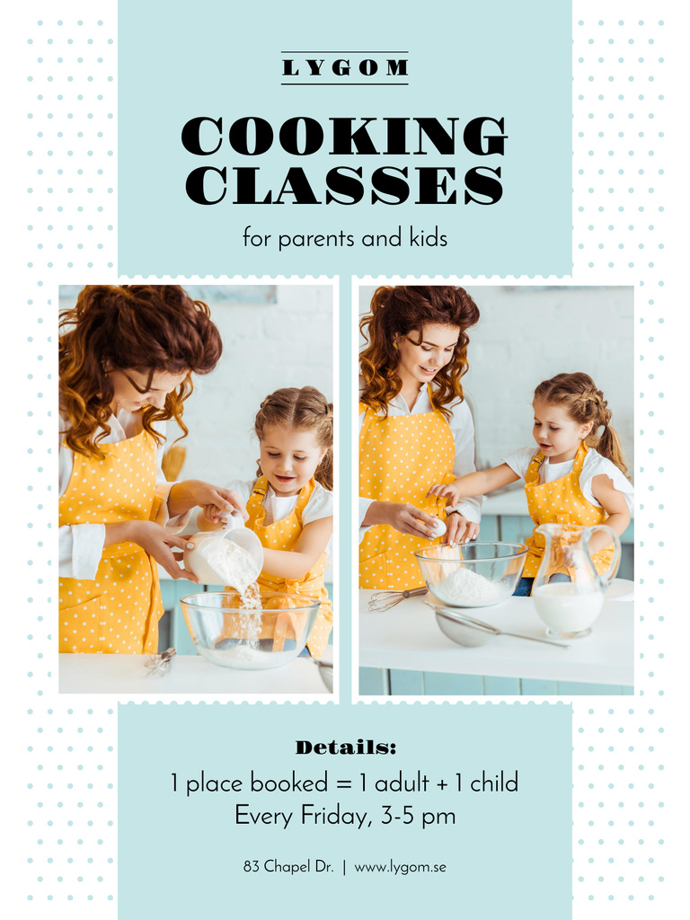 Best Cooking Classes with Mother and Daughter in Kitchen Poster US Modelo de Design