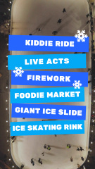 Winter Festival Announcement with People on Ice Rink