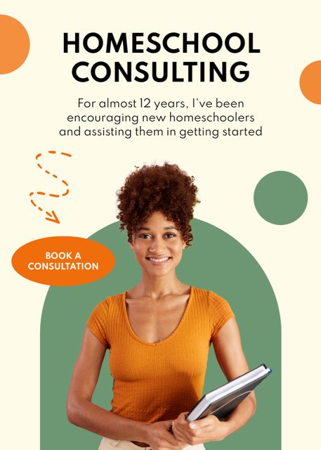 Homeschool Consulting Offer with African American Teacher Flayerデザインテンプレート