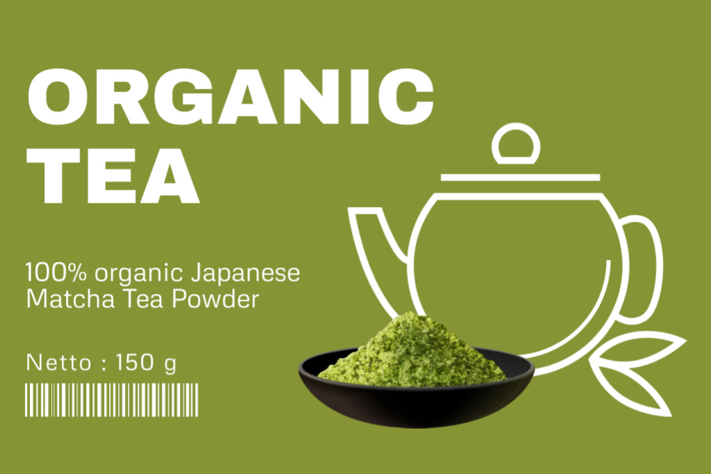 Organic Japanese Matcha Tea Label tervezősablon