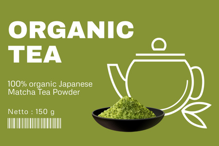 Ontwerpsjabloon van Label van Biologische Japanse Matcha-thee