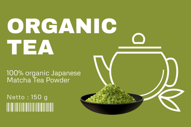 Organic Japanese Matcha Tea Label Design Template