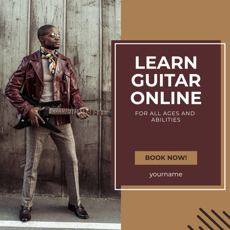 Plantilla de diseño de Oferta de aprendizaje de guitarra en línea Instagram AD 