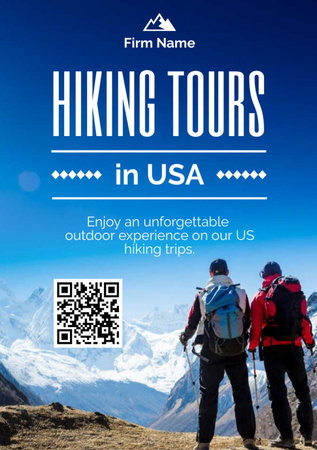 Winter Tour inspiration with Tourists in Snowy Mountains Flyer A7 Tasarım Şablonu