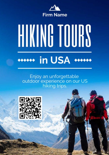 Winter Tour inspiration with Tourists in Snowy Mountains Flyer A7 – шаблон для дизайна