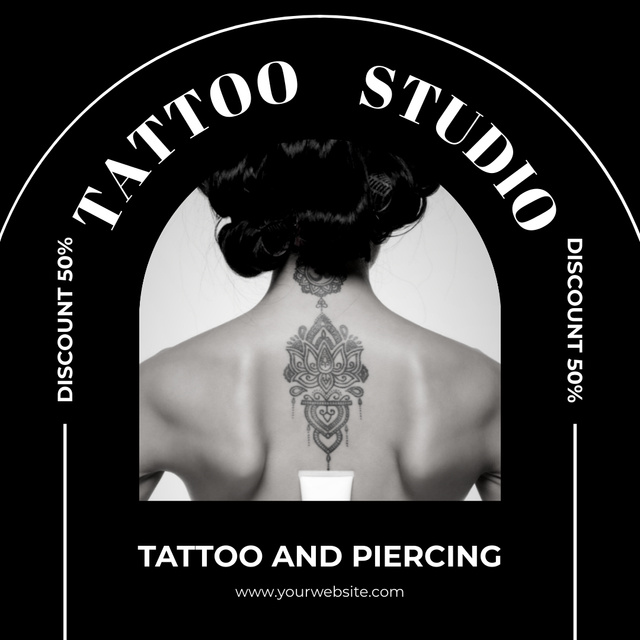 Ontwerpsjabloon van Instagram van Beautiful Body Tattoo From Studio With Piercing And Discount