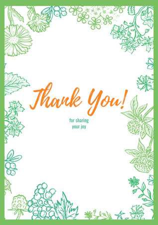 Designvorlage Dankbarkeitskarte mit Blumenskizze für Postcard A5 Vertical