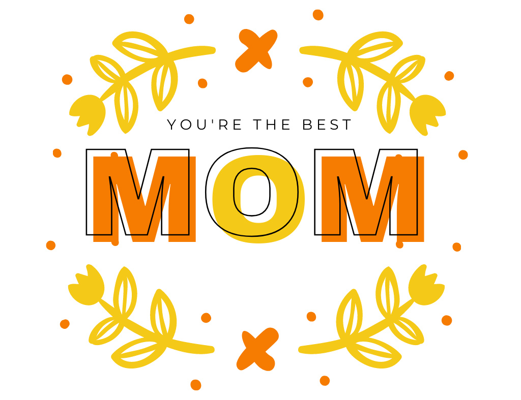 Personal Greeting on Mother's Day on Orange Layout Thank You Card 5.5x4in Horizontal Design Template