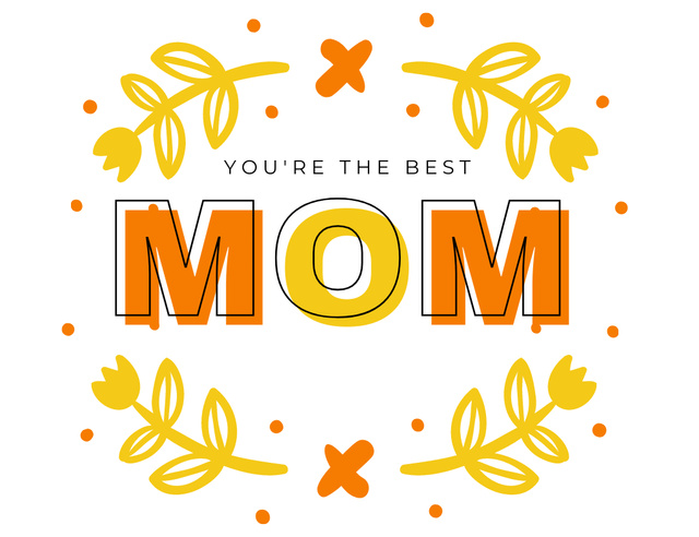 Personal Greeting on Mother's Day on Orange Layout Thank You Card 5.5x4in Horizontal – шаблон для дизайну
