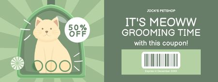 Grooming Time for Cats Coupon Design Template