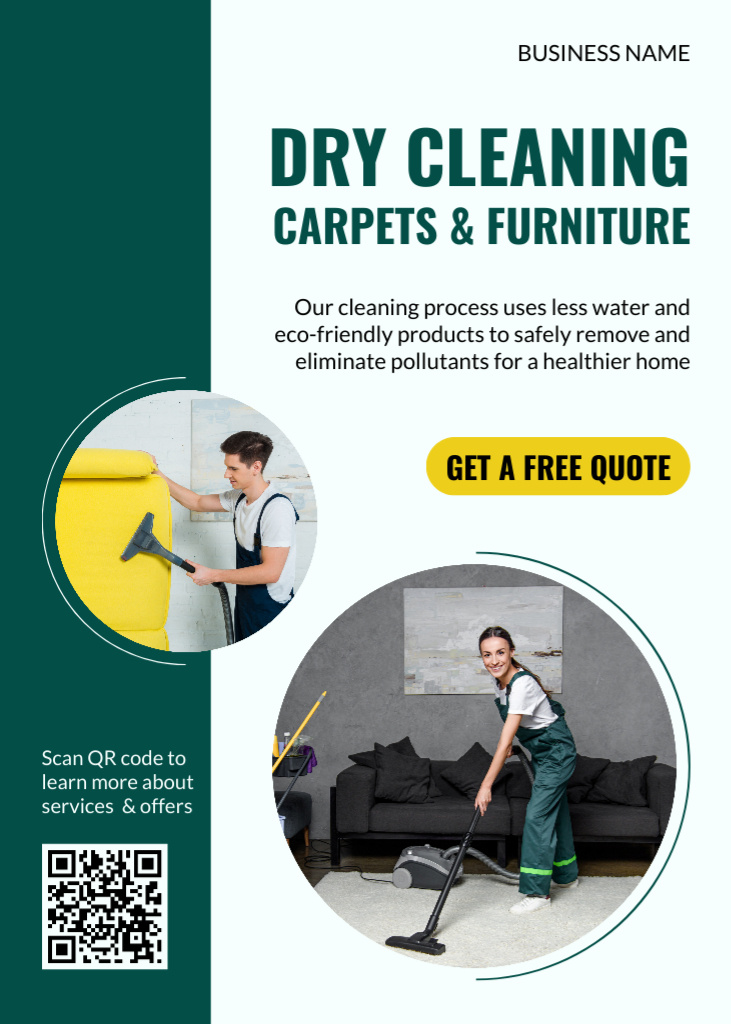 Ontwerpsjabloon van Flayer van Dry Cleaning of Carpets and Furniture