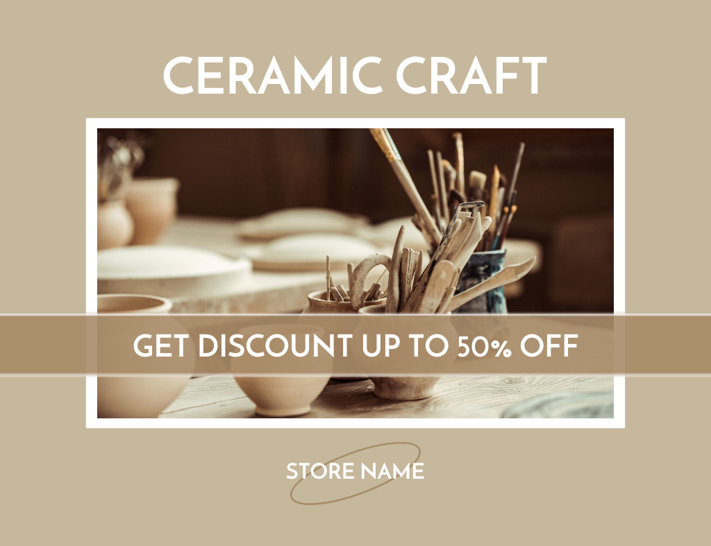 Designvorlage Creative Ceramics Opportunity für Thank You Card 5.5x4in Horizontal