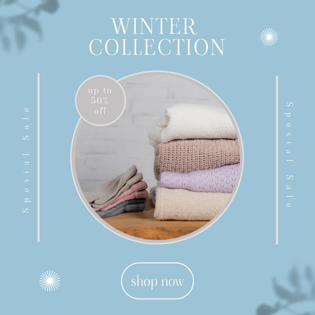 Discount Offer for Winter Knitwear Collection Instagram AD Design Template