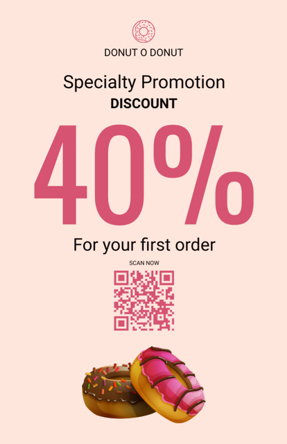 Discount Promotion with Yummy Donuts Recipe Card Tasarım Şablonu