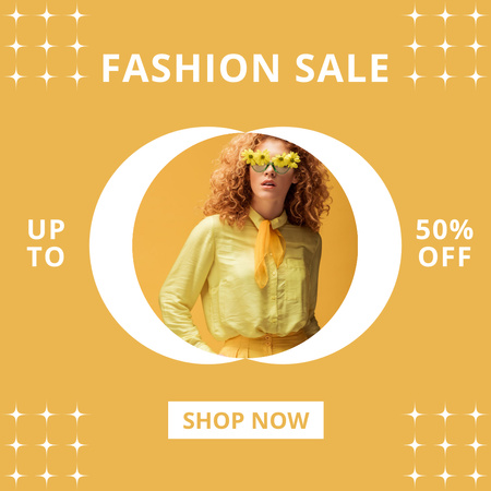 Plantilla de diseño de Fashion Sale for Women with Woman in Yellow Outfit Instagram 
