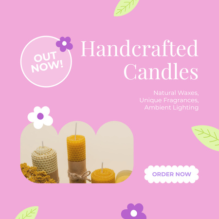 Ontwerpsjabloon van Instagram AD van Bied aan om handgemaakte kaarsen gemaakt van natuurlijke was te bestellen