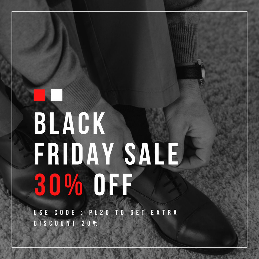 Modèle de visuel Black Friday Sale of Shoes - Instagram