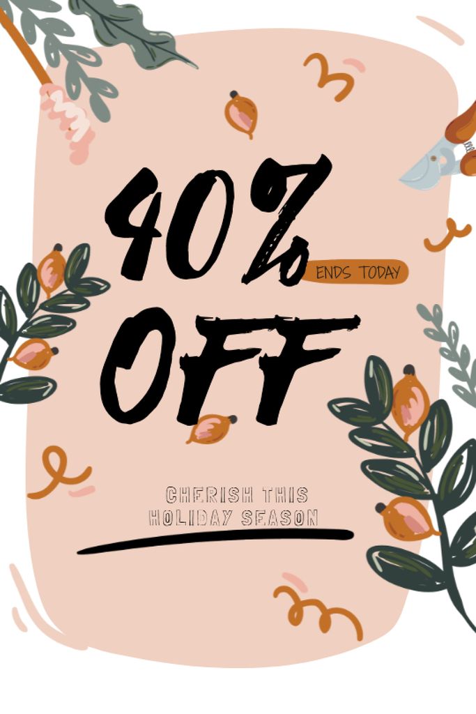 Sale Announcement on Floral frame Tumblr Design Template