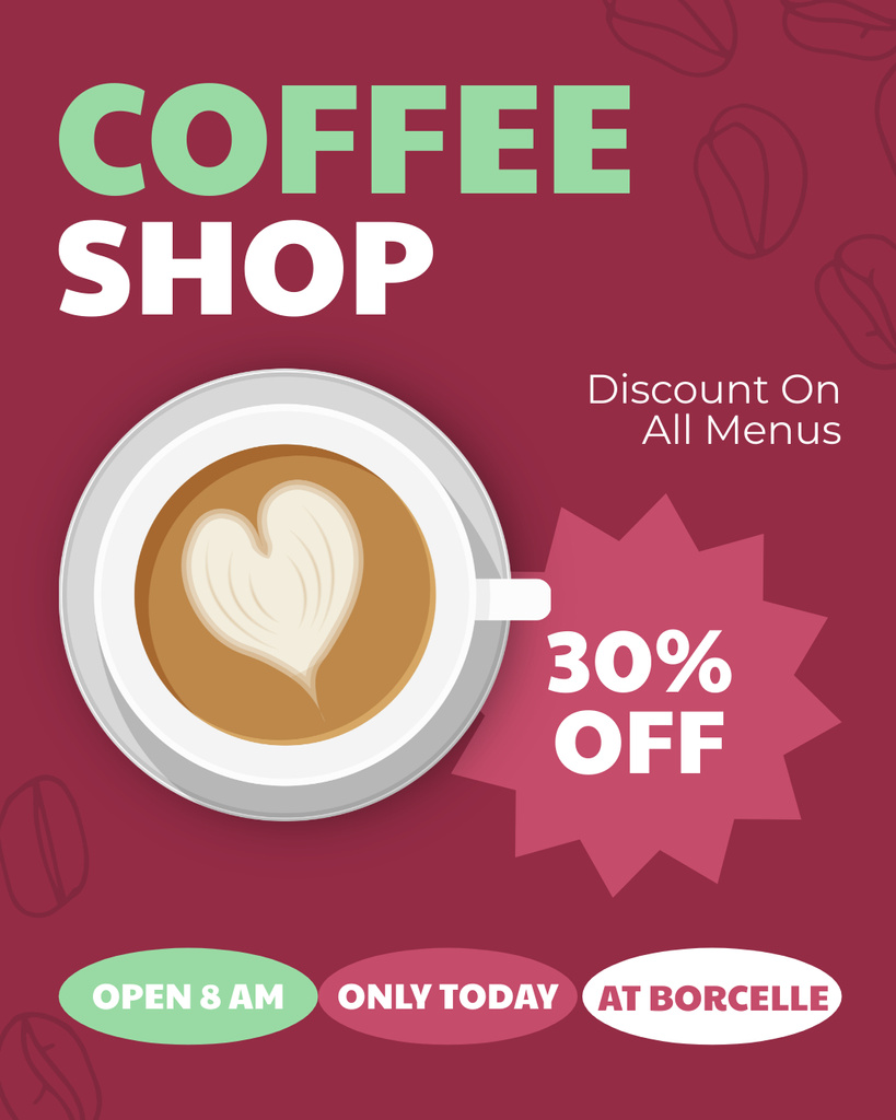 Flavorful Coffee In Cup At Reduced Price Instagram Post Vertical Design Template