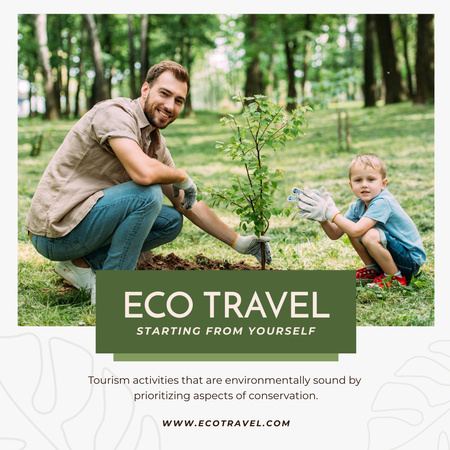 Eco Travel Ad with Tree Planting Instagram Design Template