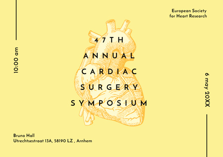 Lääketieteellinen tapahtuma anatomisella sydämen luonnoksella Poster A2 Horizontal Design Template