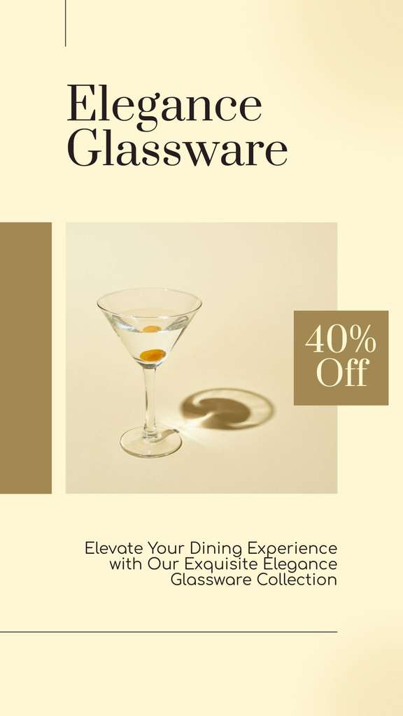 Designvorlage Elegant Glassware Collection With Stunning Discount für Instagram Story