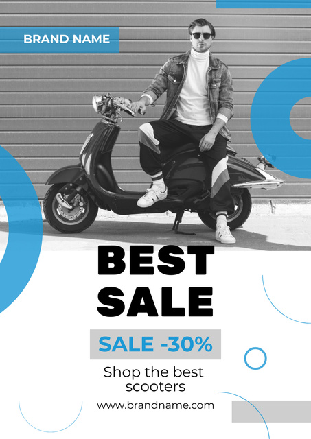 Ad of Best Scooter Sale with Driver Poster – шаблон для дизайну