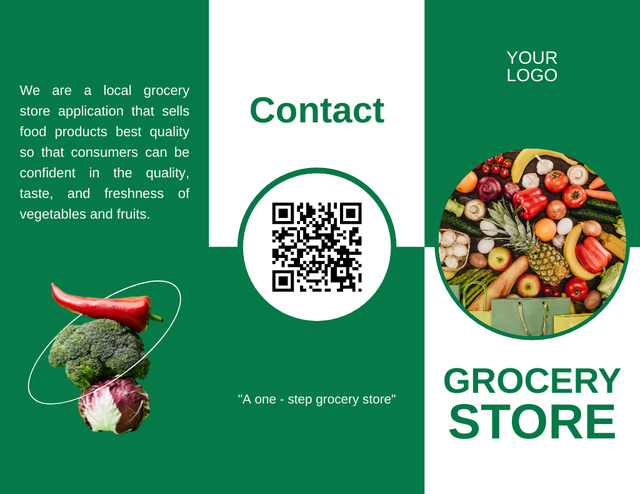 Local Grocery Store With Quote In Green Brochure 8.5x11in – шаблон для дизайну