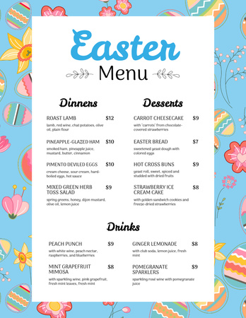 Easter Food List Menu 8.5x11in Design Template